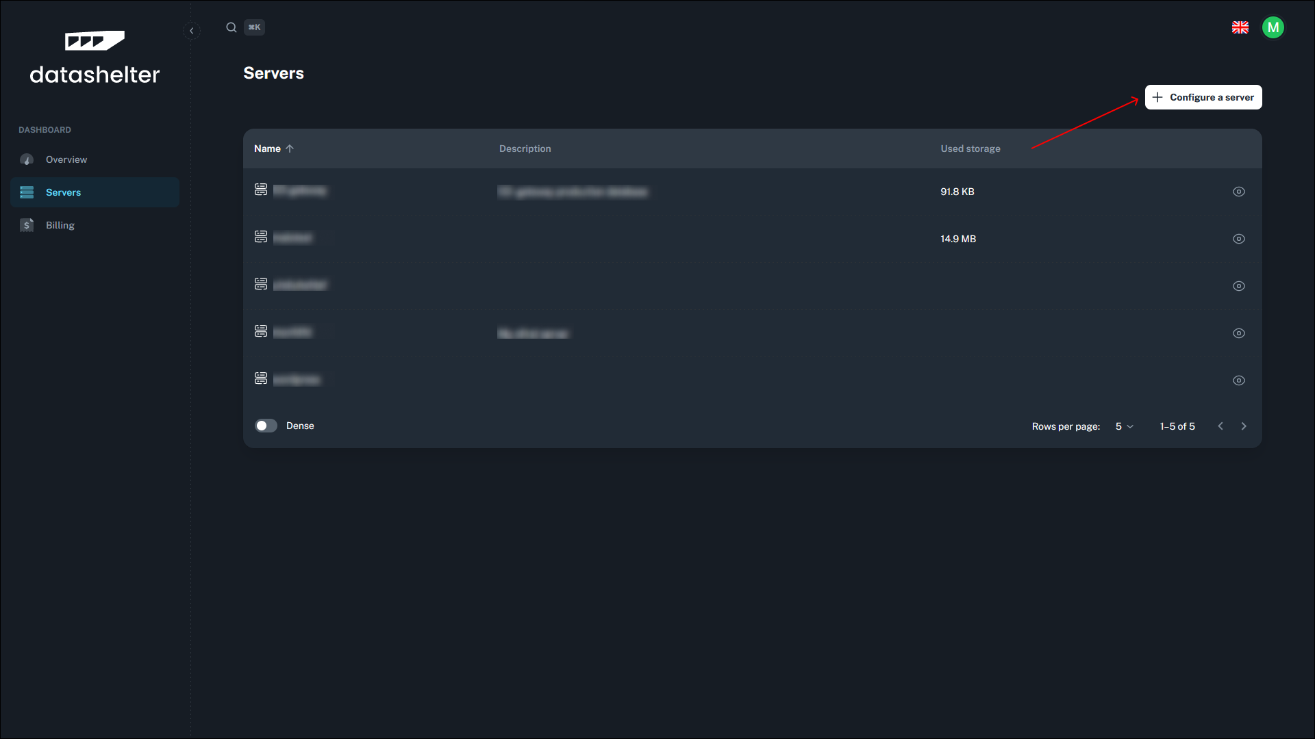 Datashelter - Etape 1 - Configuration serveur