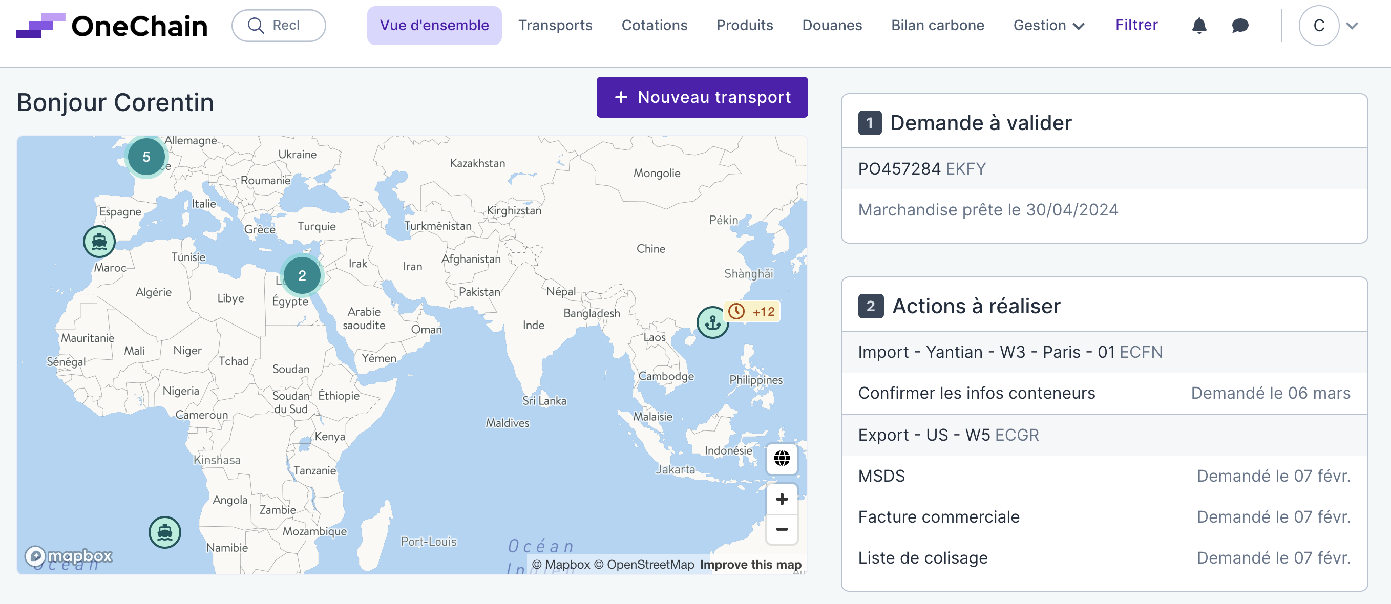 OneChain : Pilotez vos transports internationaux