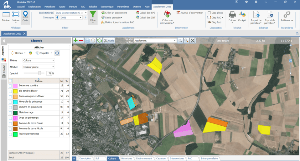 Geofolia - Cartographiez l'ensemble de vos parcelles en toute simplicité sur PC et Smartphone.