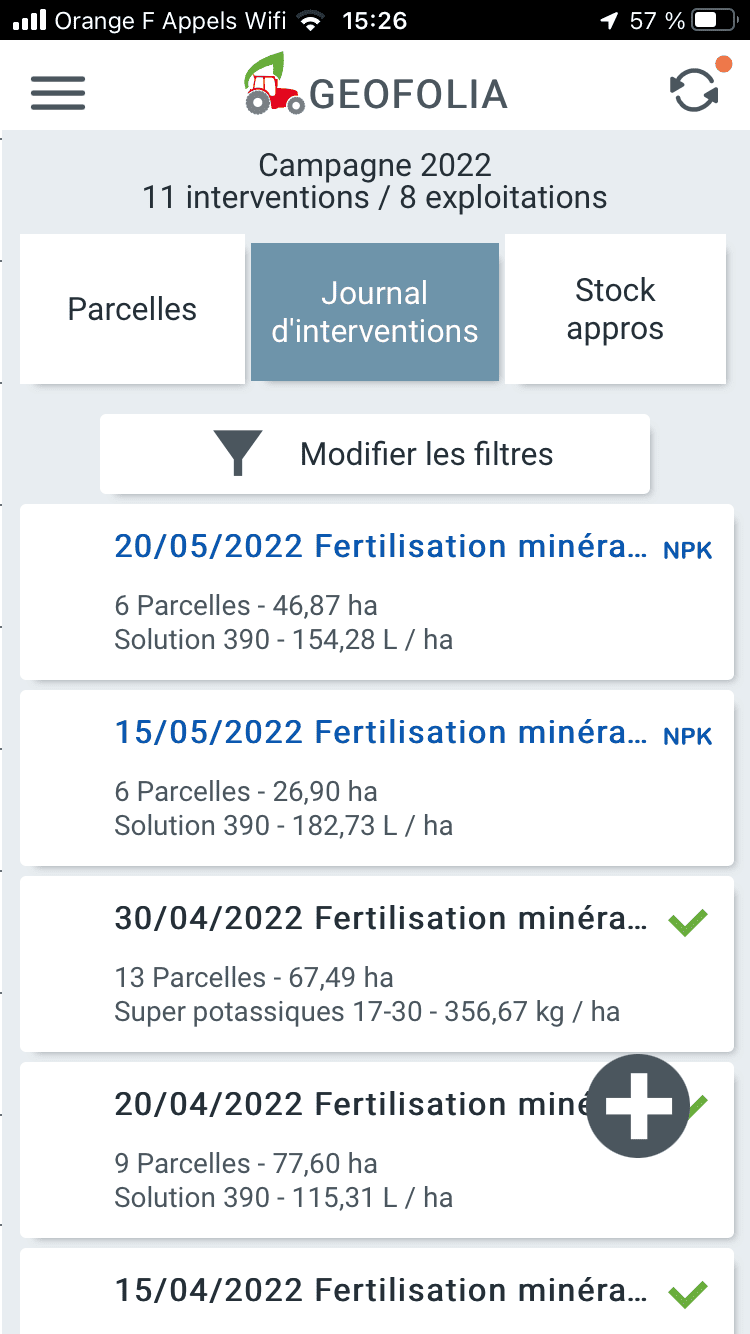 Geofolia - Consultez votre journal d'intervention depuis le bureau ou les parcelles.