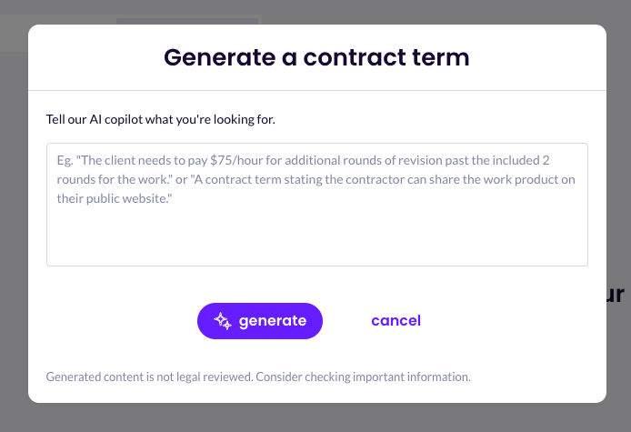 Wethos - AI Contract Terms: Have AI create custom contract terms for your specific project needs, so you can confidently stay protected on projects and proposals.