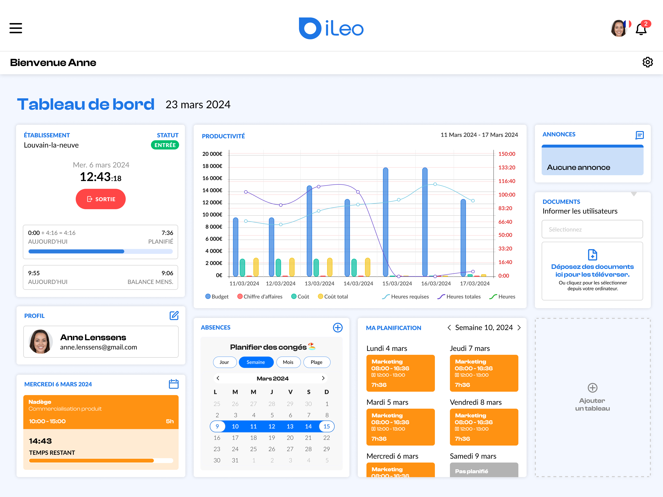 Avis iLeo : Solution de planification RH et de gestion des temps - Appvizer