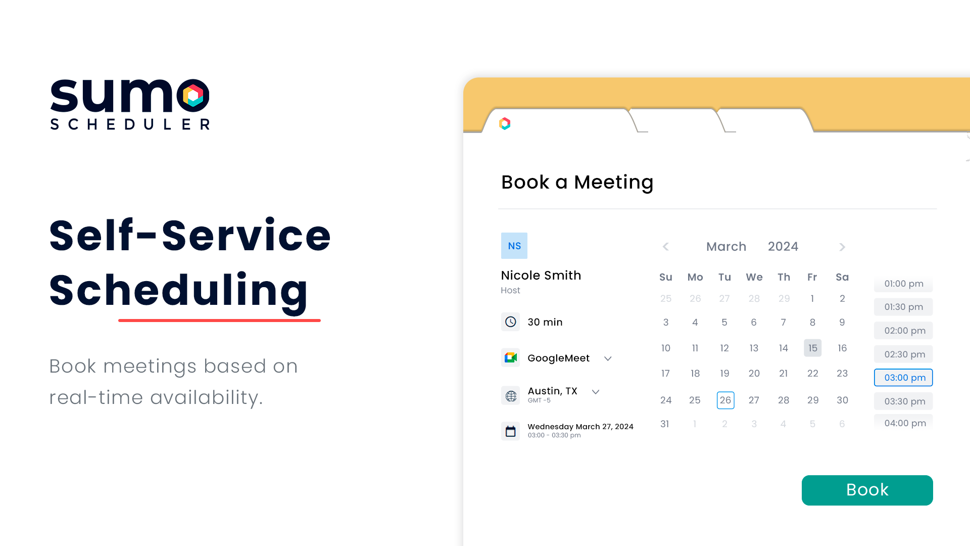 SUMO Scheduler - Self-Service Scheduling - Book meetings based on real-time availability.