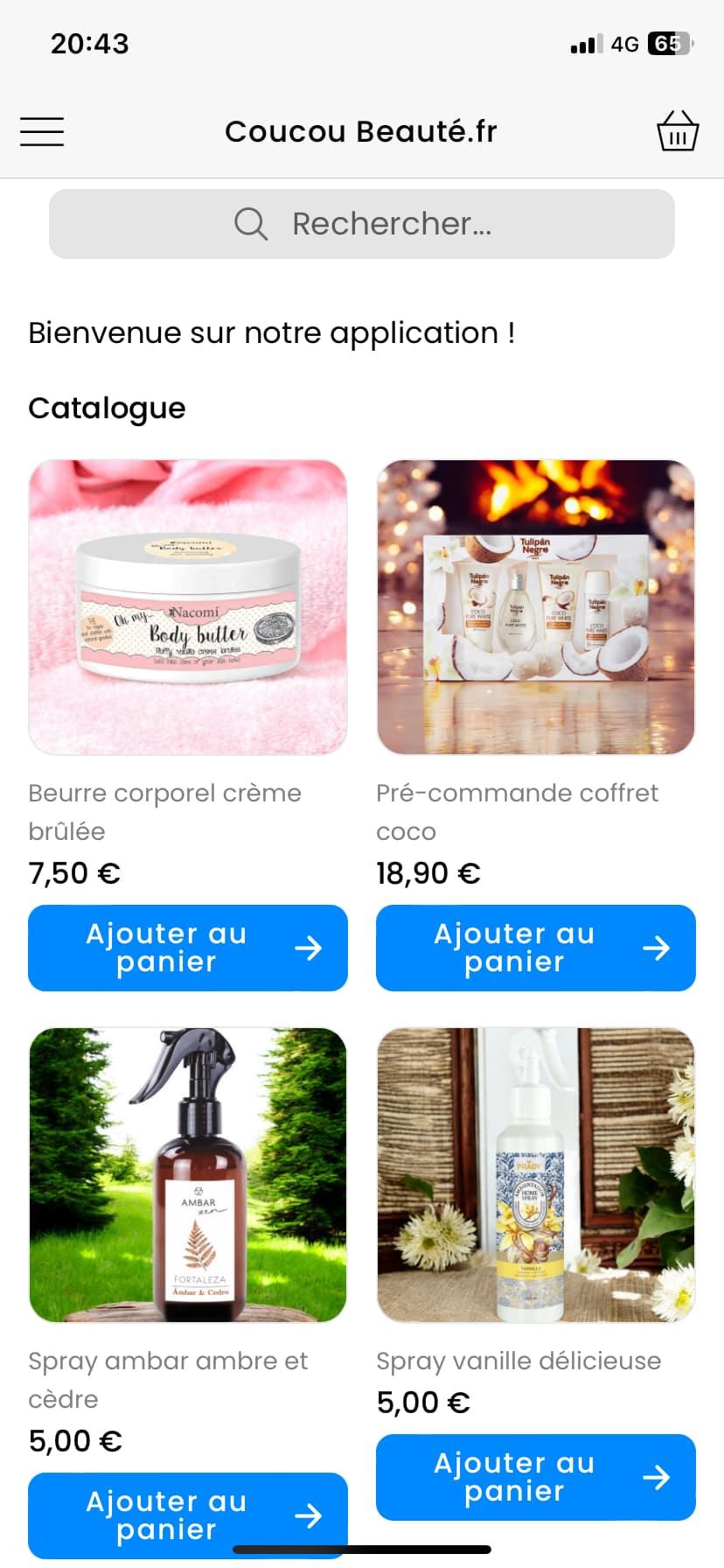 Shopaliz - Application mobile "Coucou Beauté.fr" : boutique produits cosmétiques