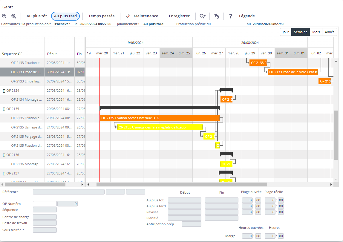 divalto industry - Visualisation de type Gantt d'un ordre de fabrication