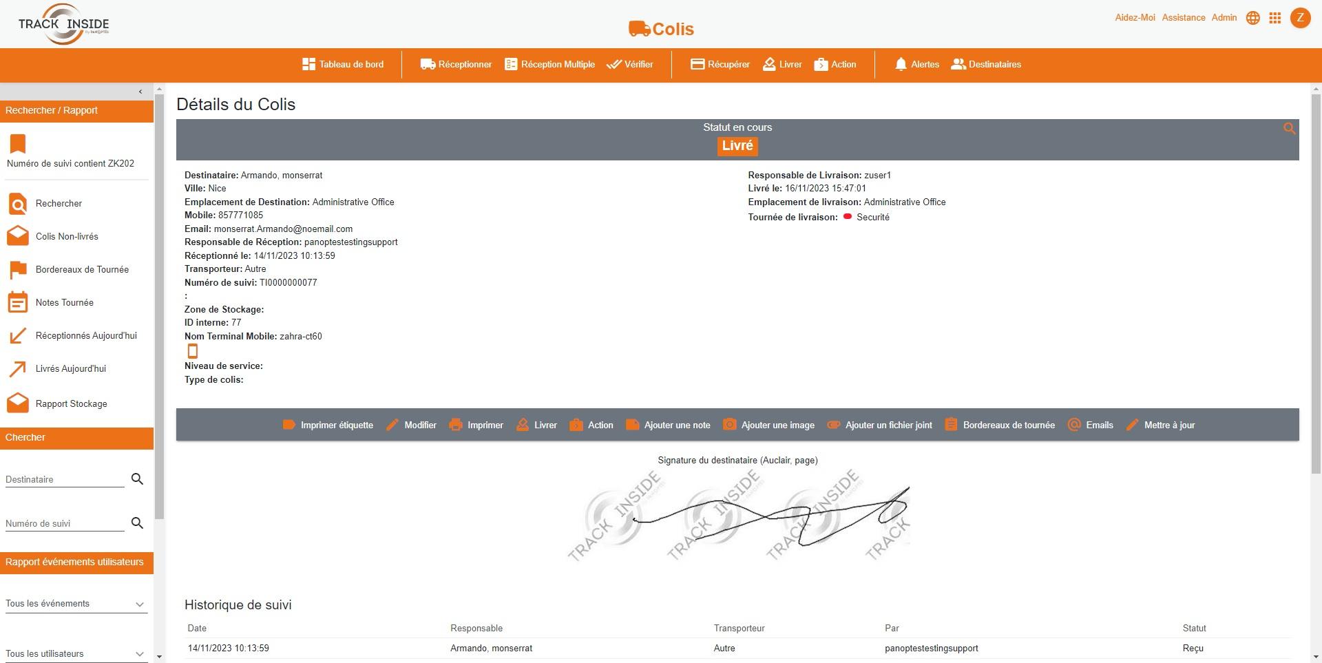 TrackInside : Logiciel de traçabilité et de gestion des colis