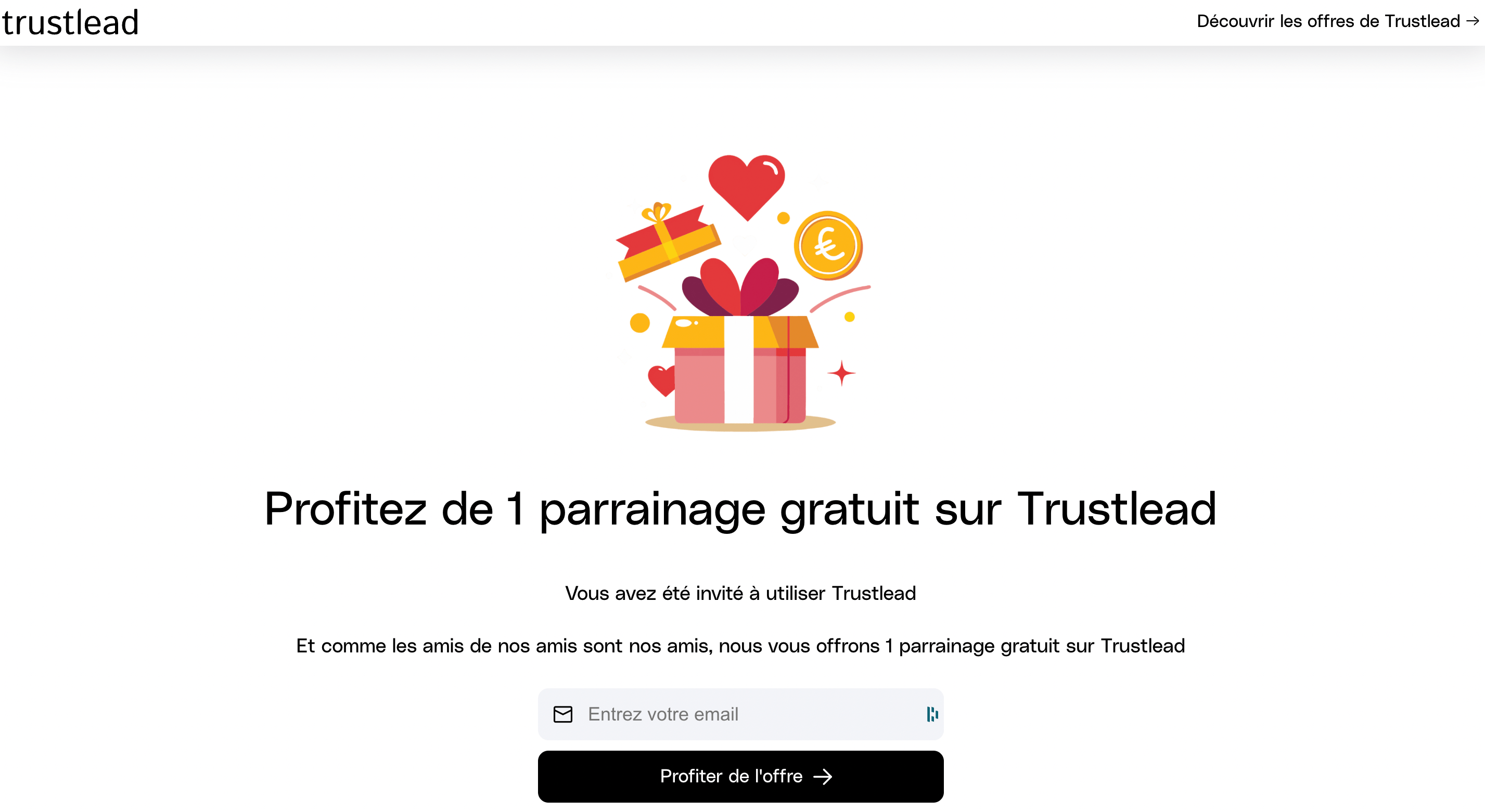 Trustlead - Page de redirection pour les invités (nouveaux utilisateurs)