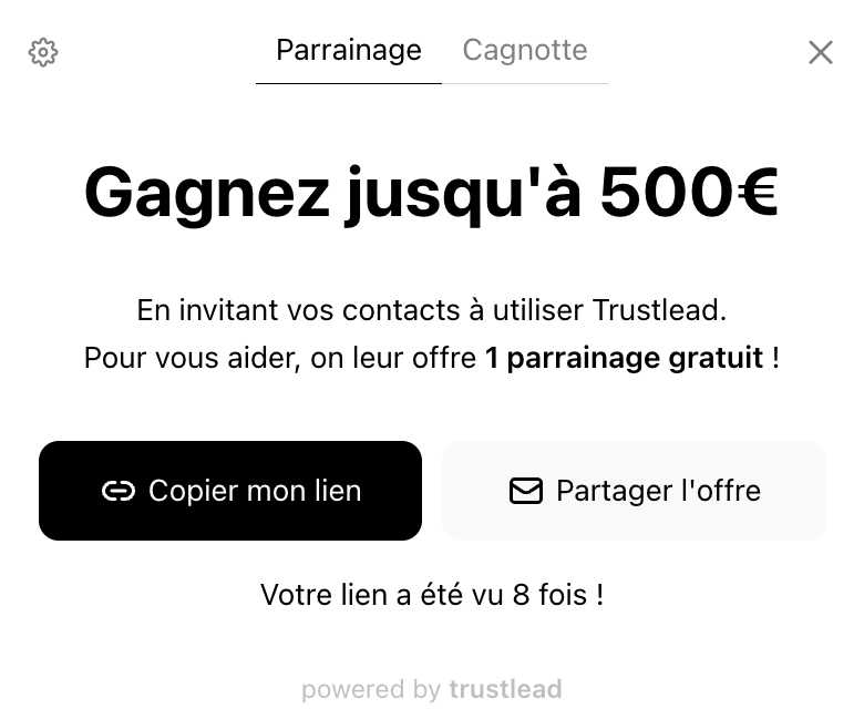 Trustlead - iFrame intégrée dans l'interface utilisateur