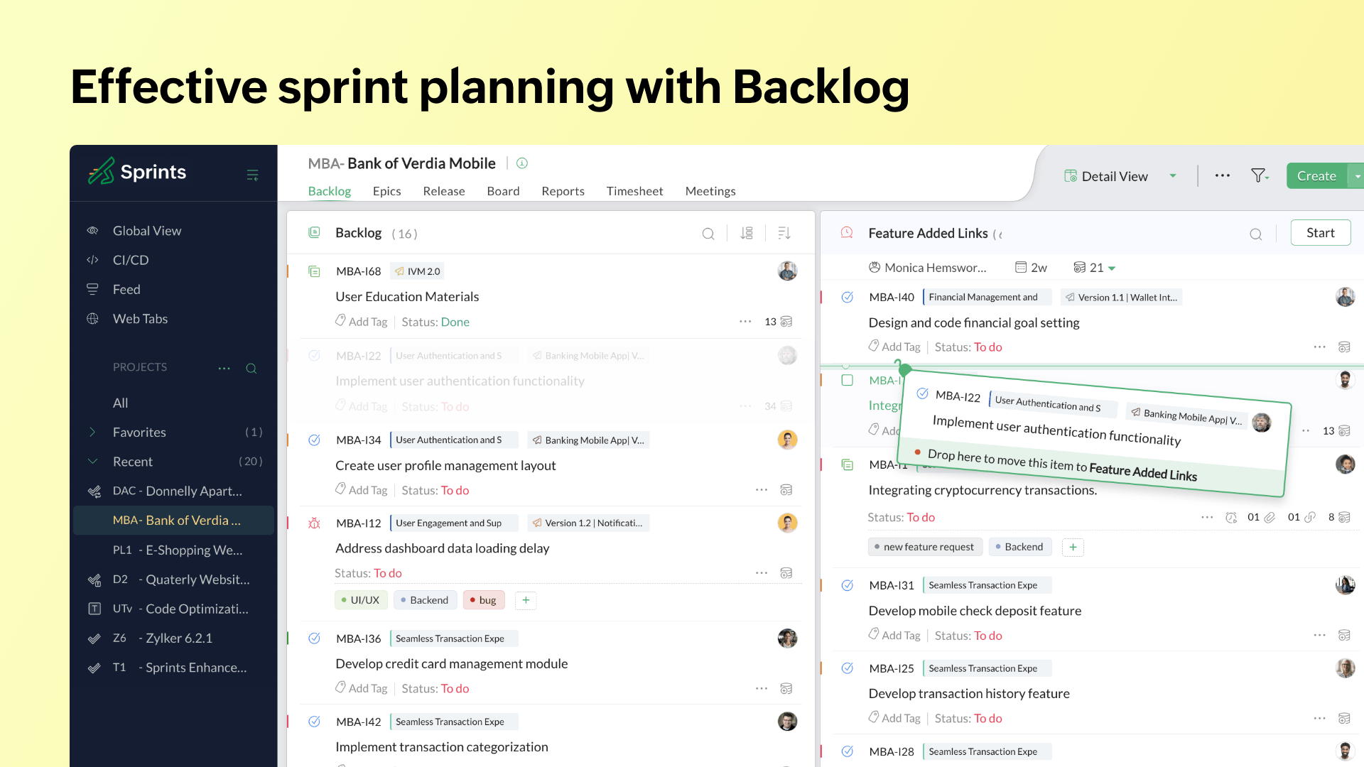 Zoho Sprints - Effective sprint planning with Backlog