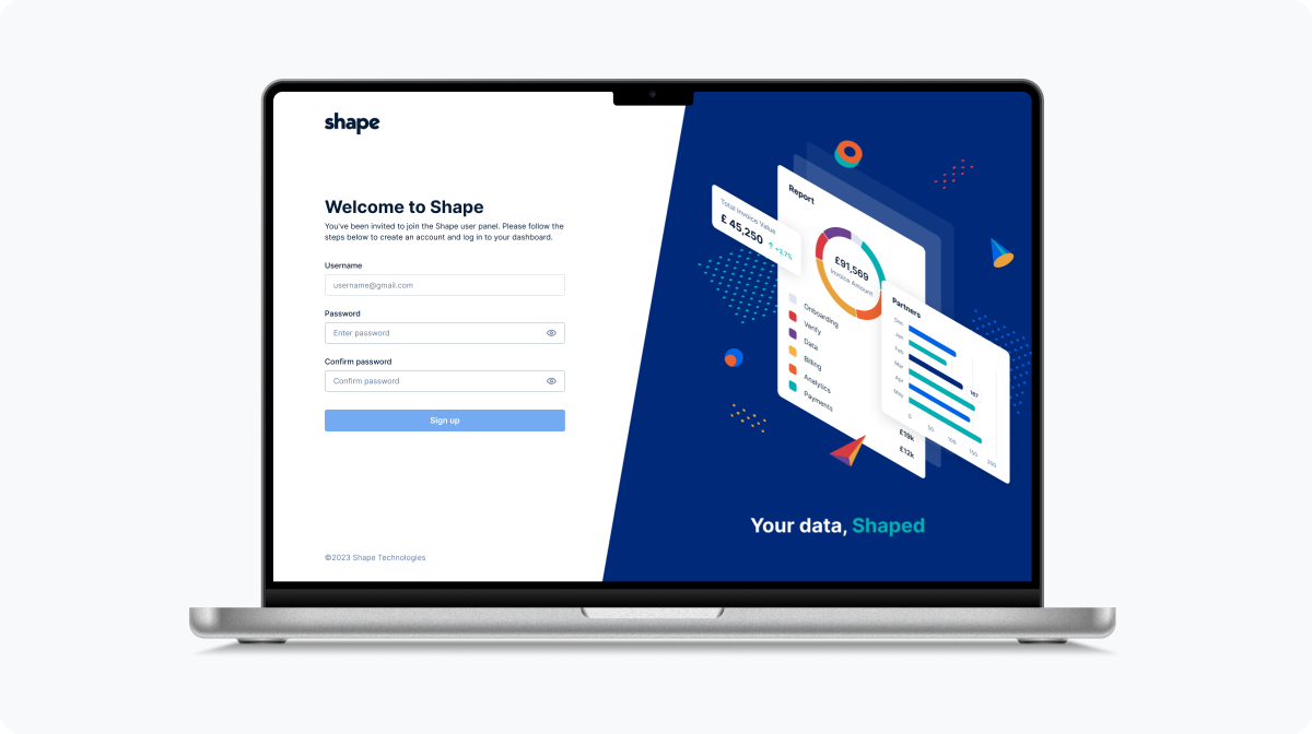 Shape Technologies - Login page