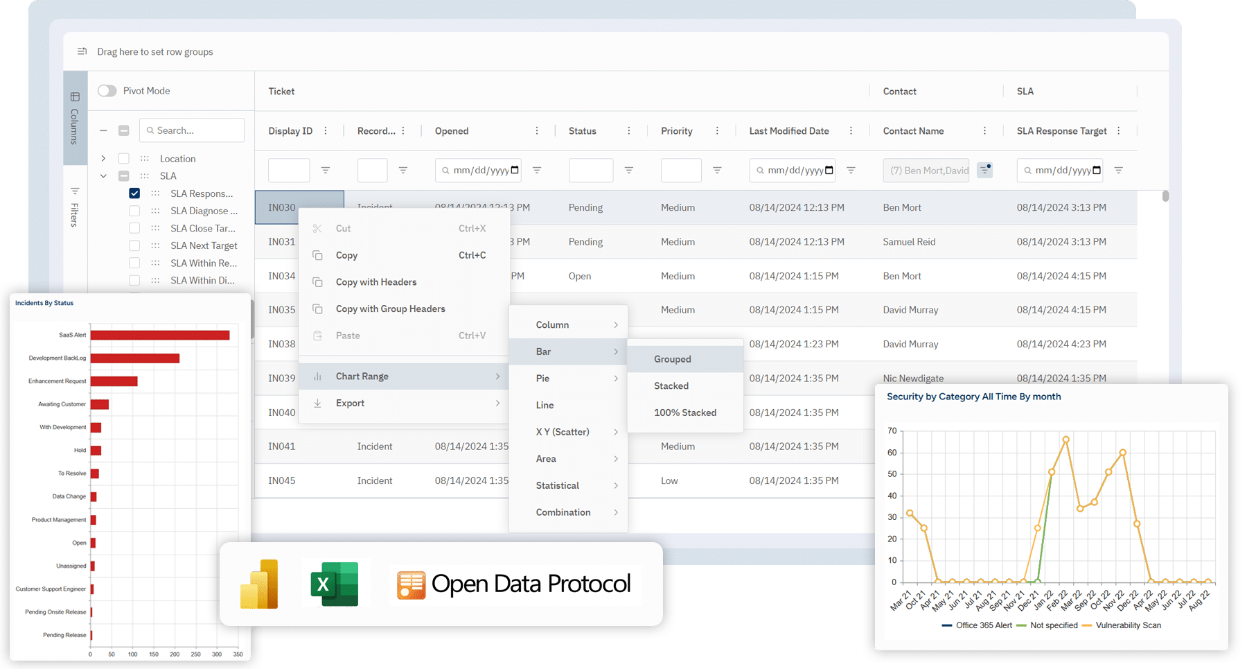 Vivantio - Reporting & Analytics: Surface business-critical insights like overall customer sentiment and expected EoL for employee machines using dashboards, reports, Vivantio FLEXGrid or through oData