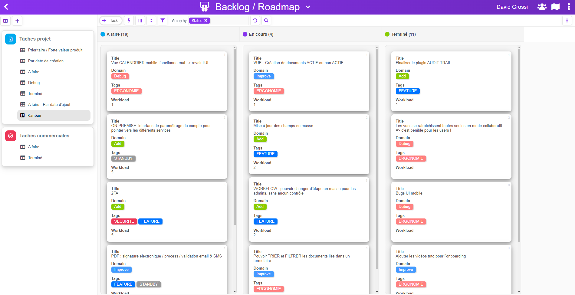 Pickaform - Exemple de vue Kanban