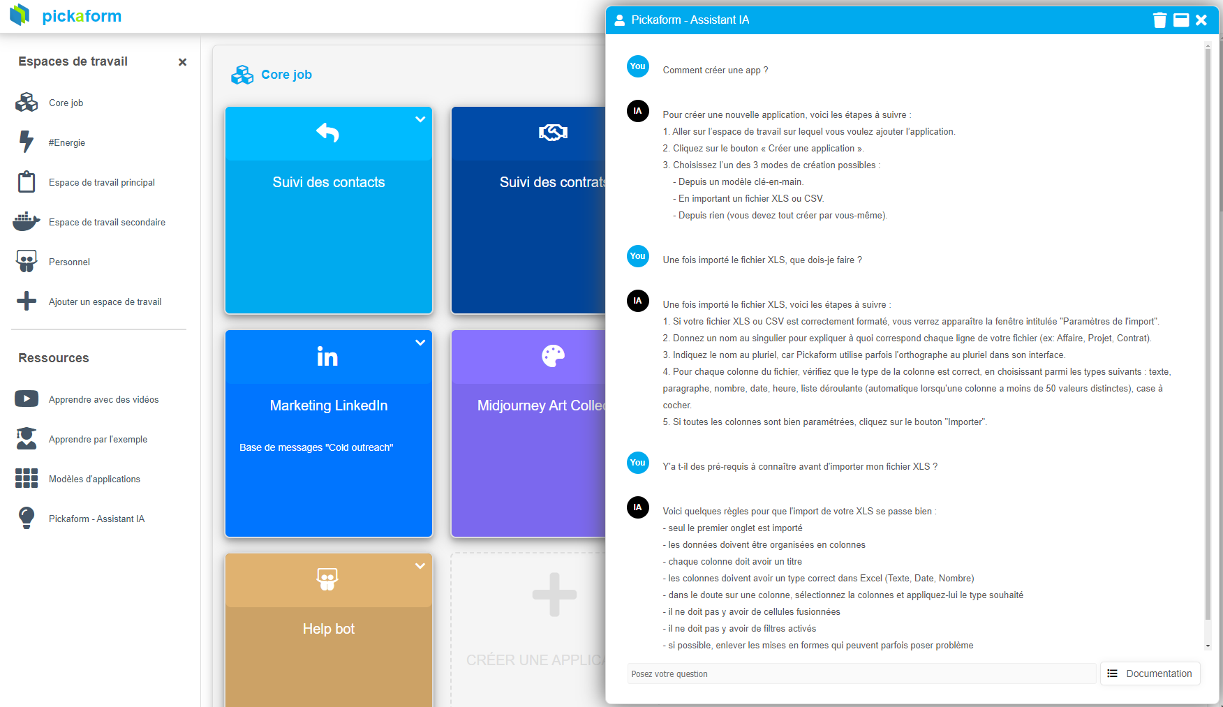 Pickaform - Assistant IA intégré