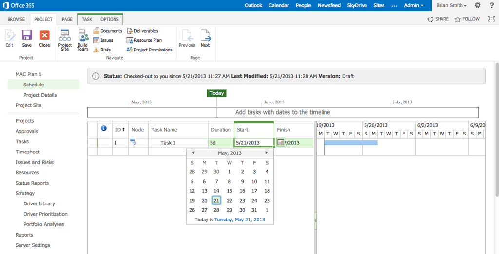 Microsoft Project - MS Project on-line: extensão para o navegador Web, Auditorias e Certificação (SAS 70, ISO 27001/2, TRUSTe), interface de Web adaptativa