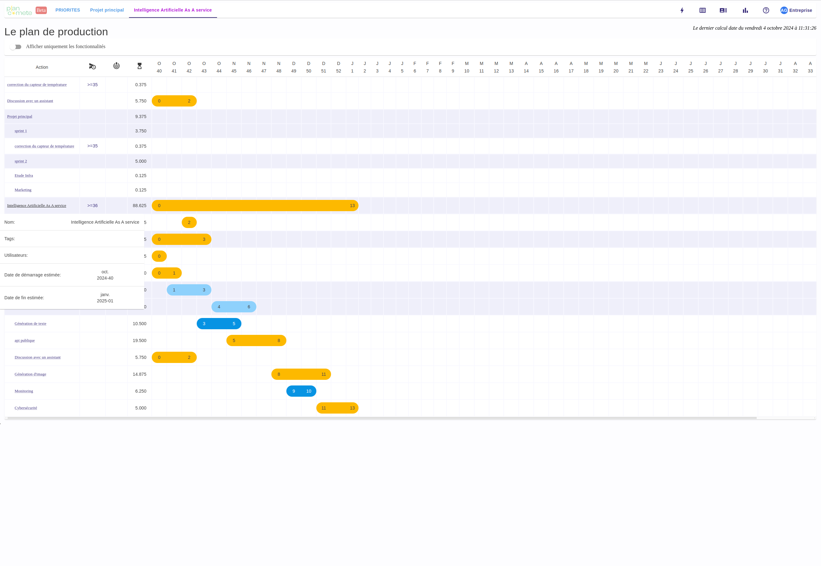 Plancomete.com - Plan de production global