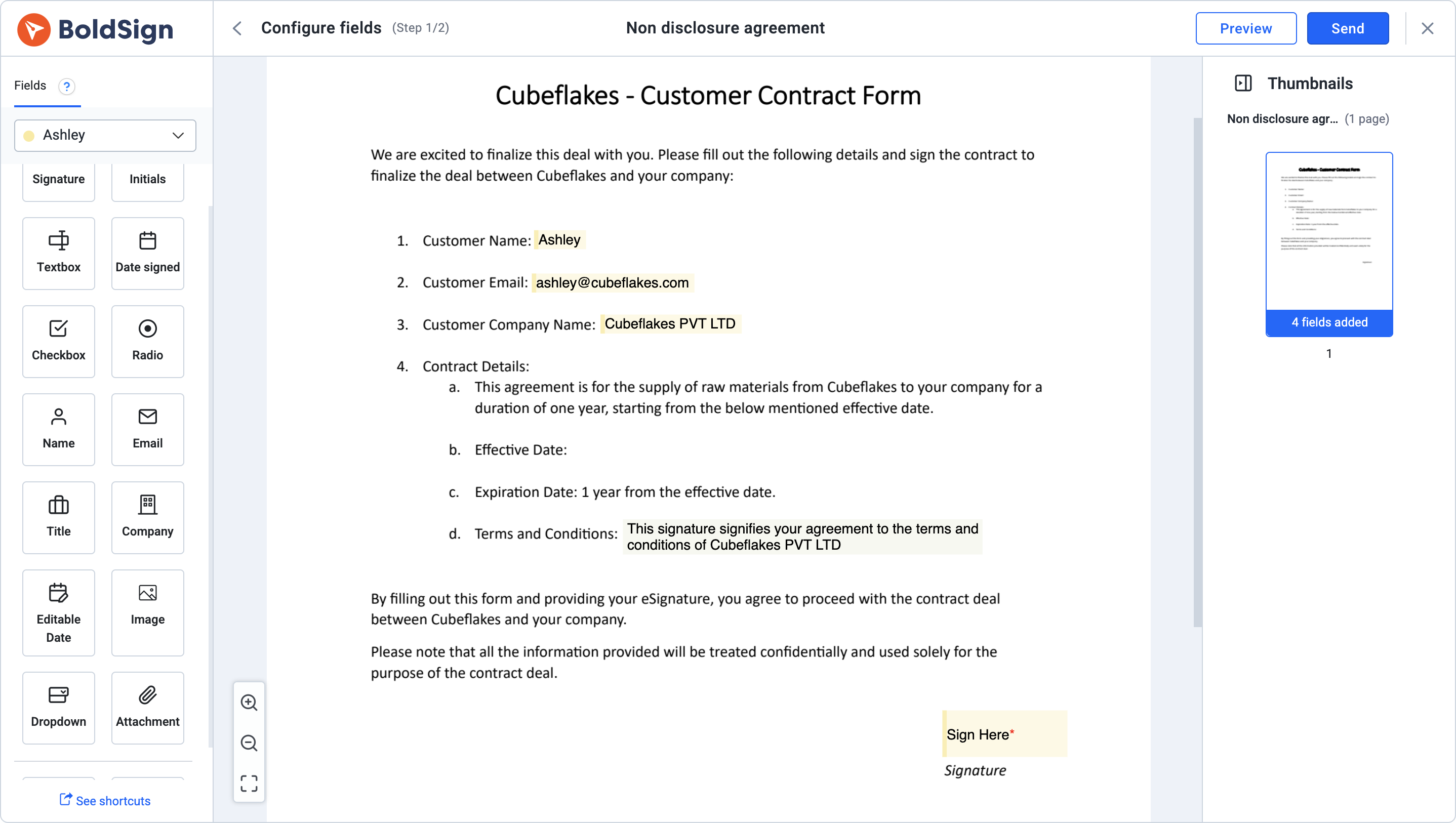 BoldSign - Configure Form Fields