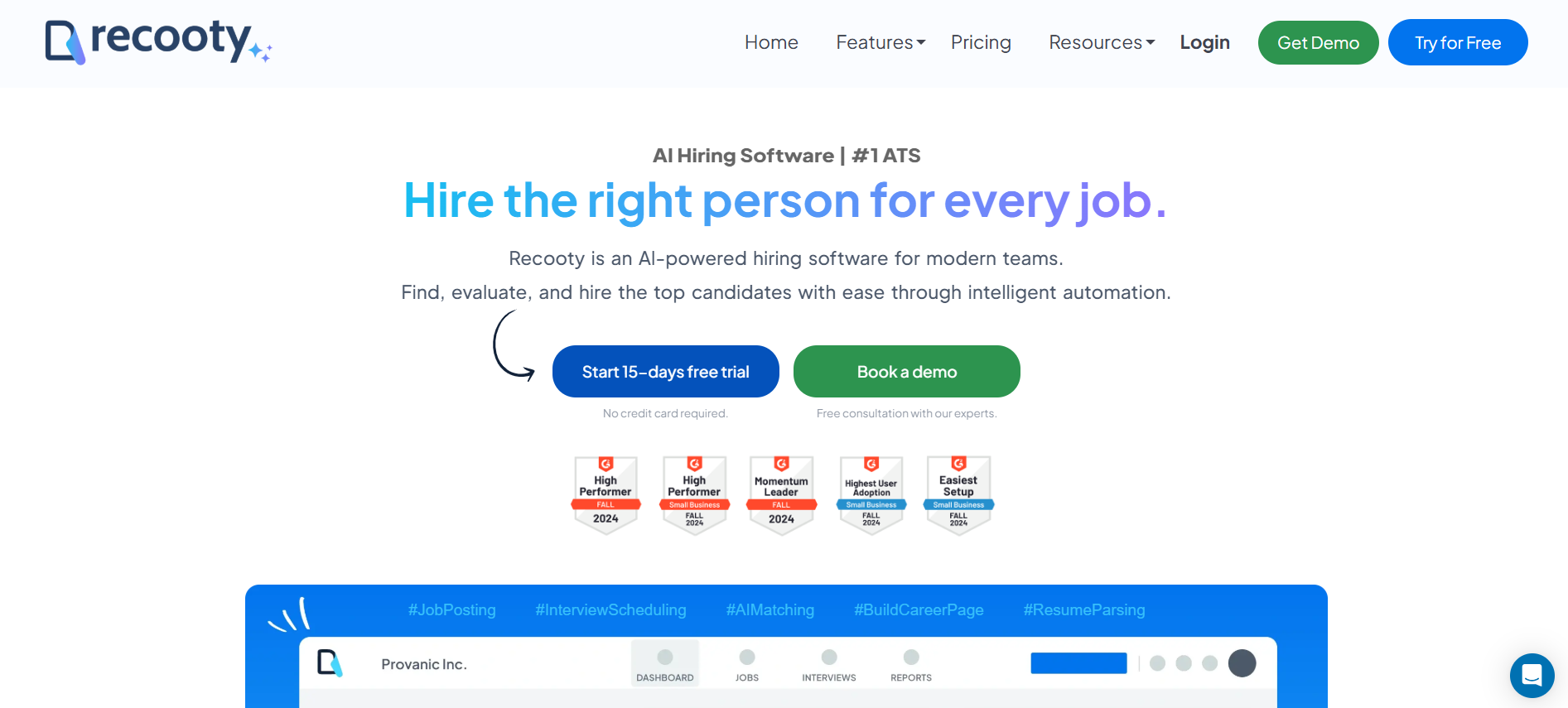 Recooty AI : A modern ATS for growing companies