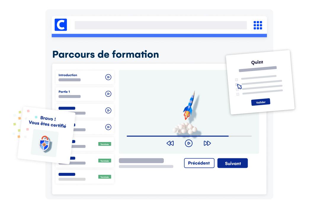 Cegid Learning  - Adaptez vos formations avec notre LMS : suivi des progrès, modules populaires, activités, partage de contenus, et communication simplifiée.