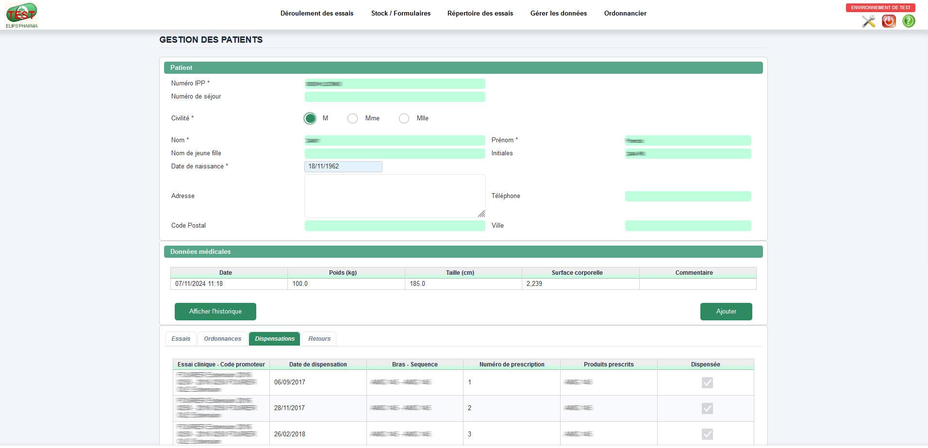 Elips Pharma - Gestion patient dans Elips Pharma