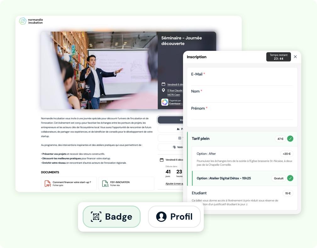 Eventozor - Gestion centralisée des inscriptions axée sur le profil de vos participants