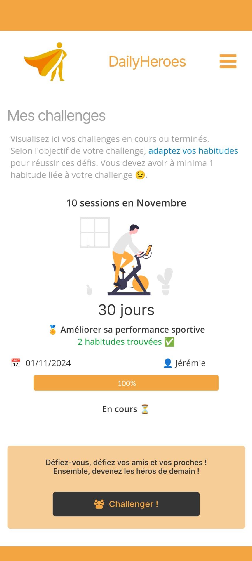 DailyHeroes - Challenges seul ou entre amis