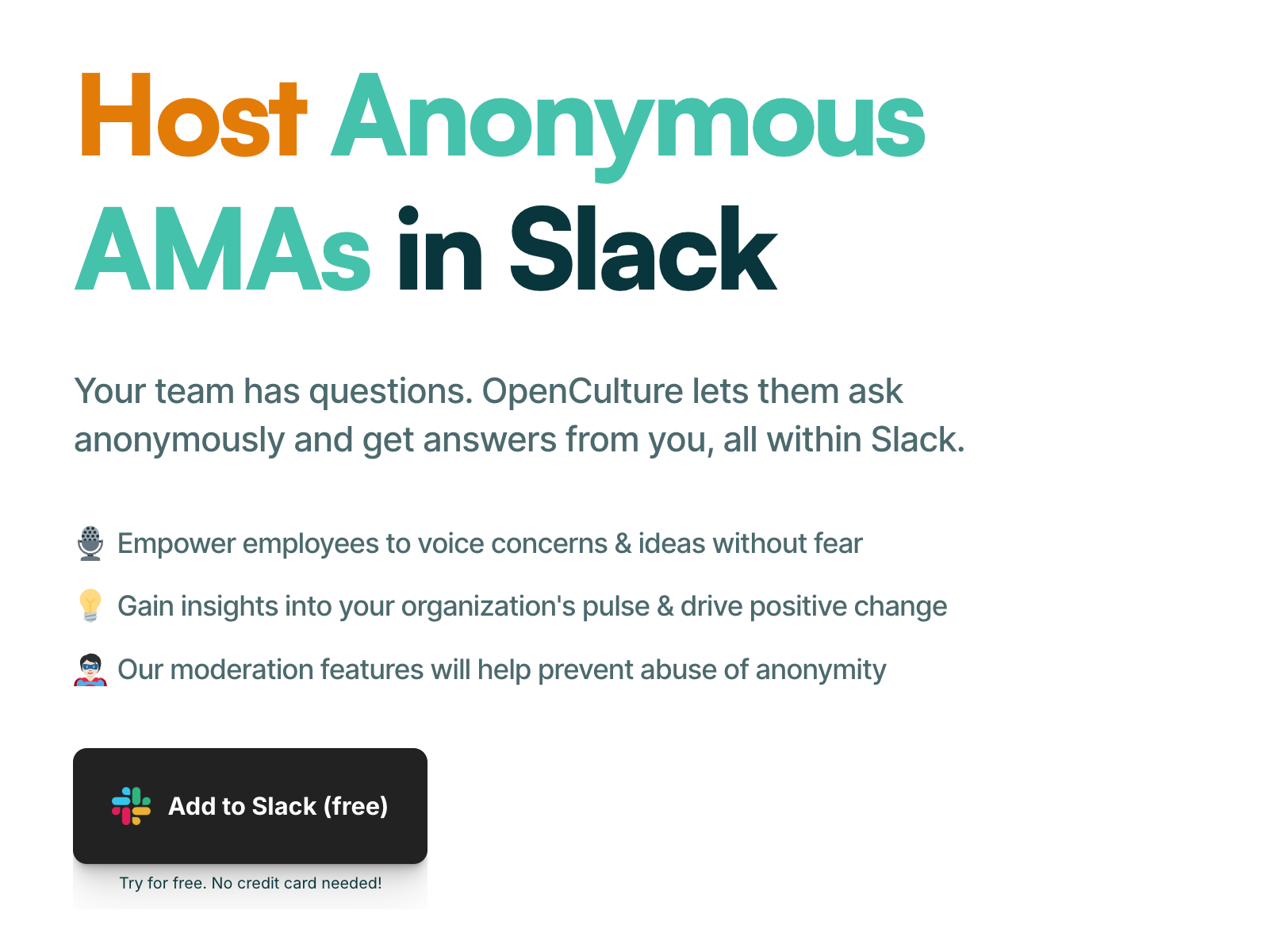 OpenCulture : Host Anonymous AMA sessions directly in your Slack workspace