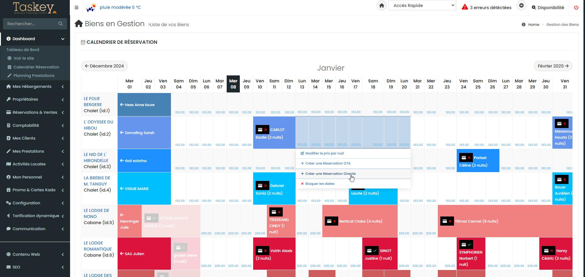 Taskey - Calendrier des réservations centralisé