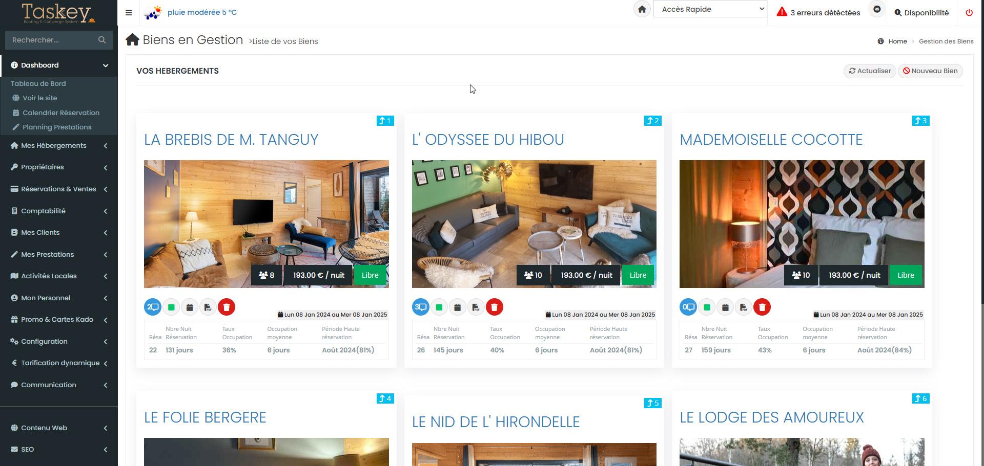 Taskey - Gestion des hébergements