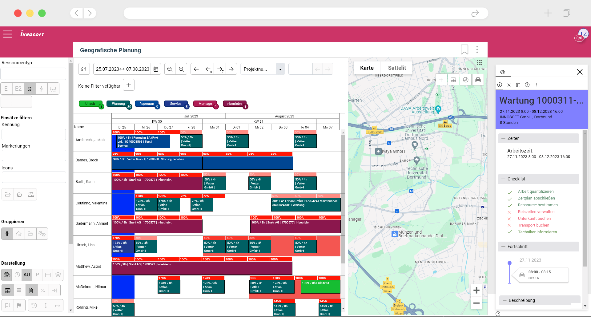 Innosoft FSM - Plantafel