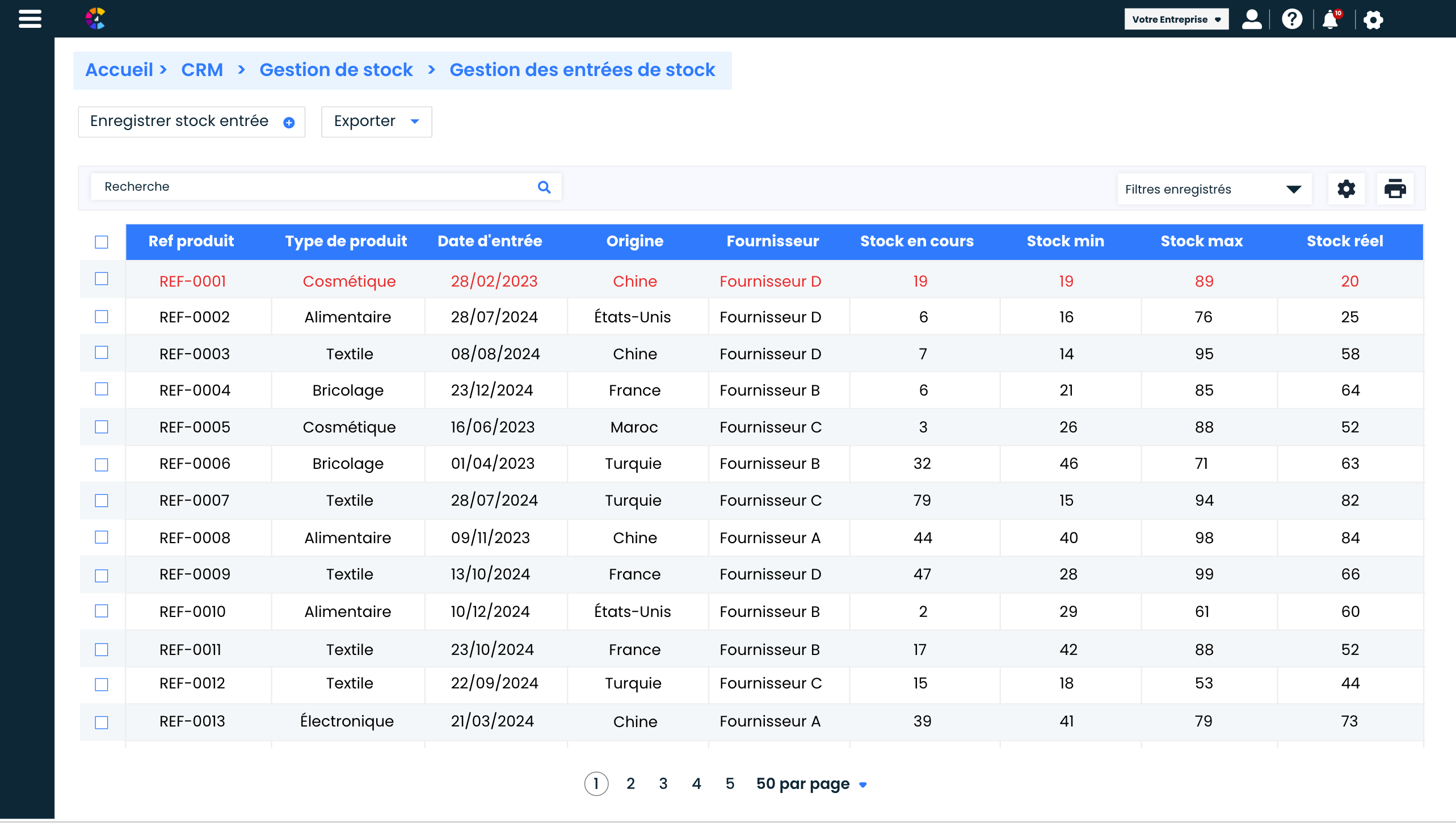 CSMART ERP - Gestion des entrées de stocks