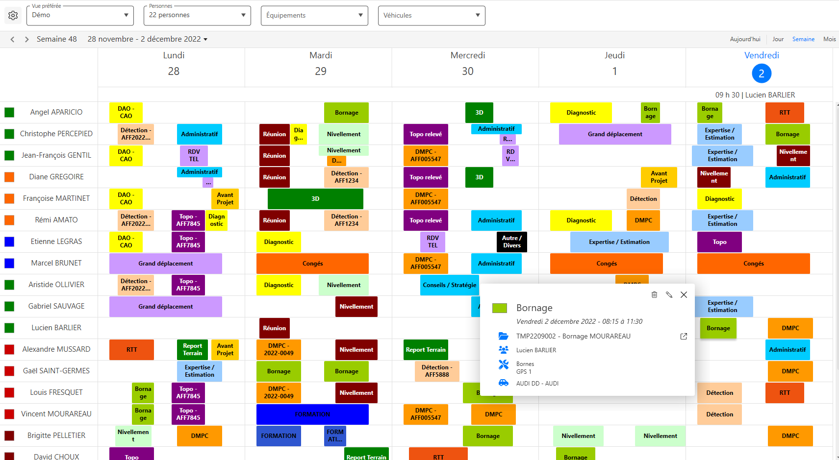 Planning Moduleo - Personnalisable et paramétrable