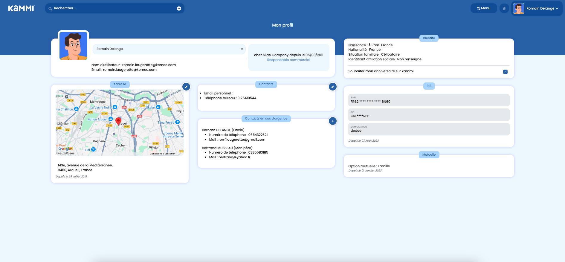 KAMMI SIRH - Gestion complète du dossier salarié