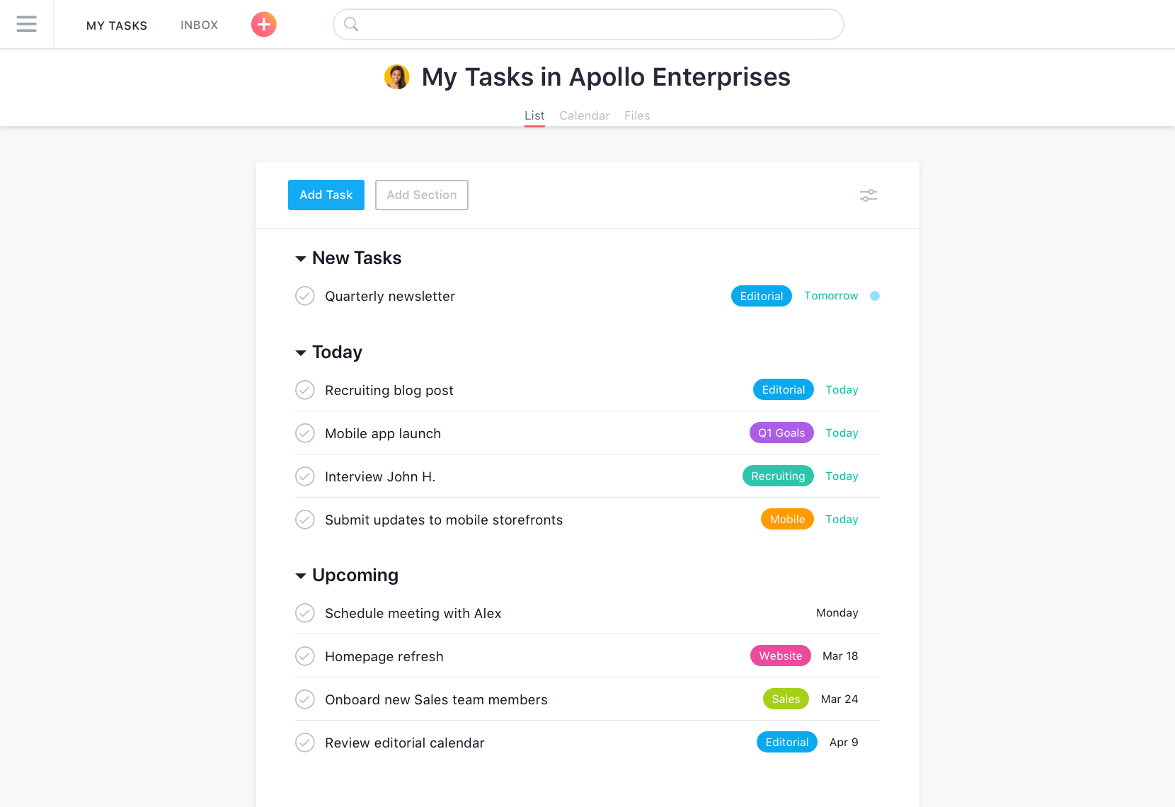 Asana - Mis tareas