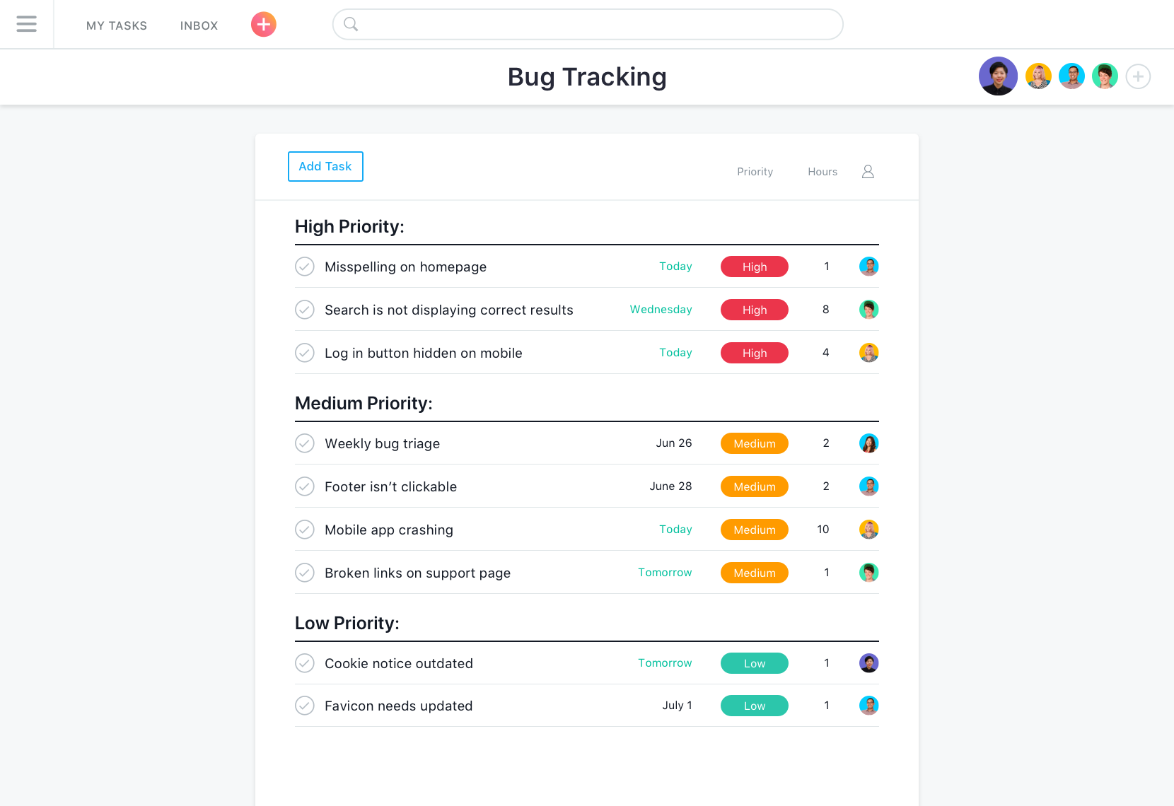 Asana - Asana Bug-Tracking