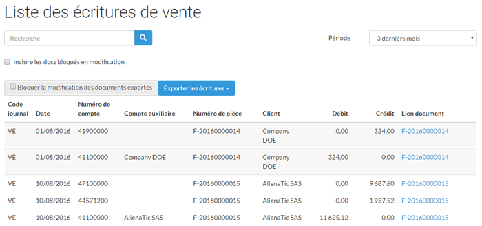 Evoliz - Generación de asientos contables para la contabilidad