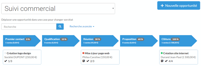 Evoliz - strumento di fatturazione con modulo CRM singolo