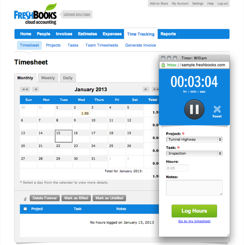 FreshBooks - Freshbooks: Kostenberichte