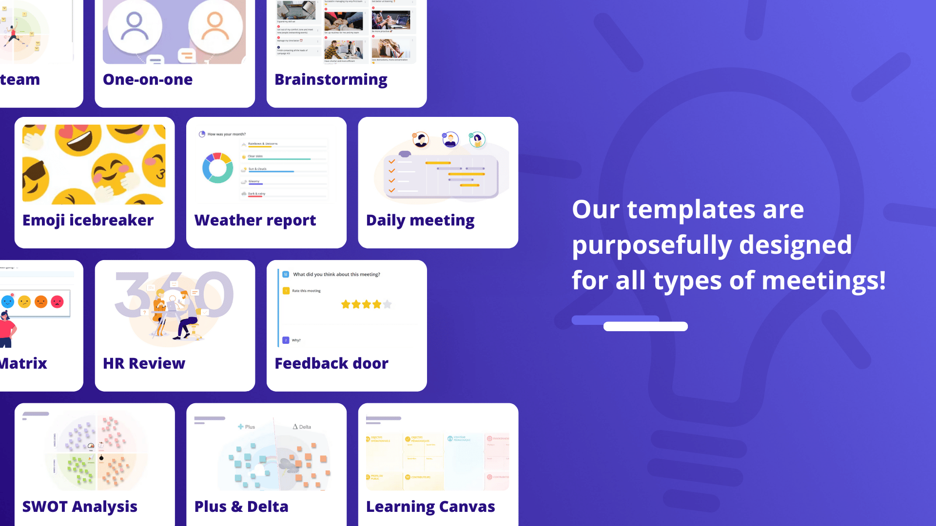 Beekast - Need some inspiration? Beekast provides templates to help you lead better meetings and trainings that meet your goals.